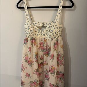 For Love And Lemons Cream and Blue Floral Dress